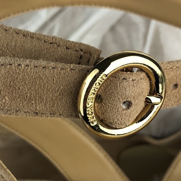 NEW Michael Kors Annalee Mid Suede Ankle Strap Peep Toe Sandals Heels 10 - Picture 5 of 10